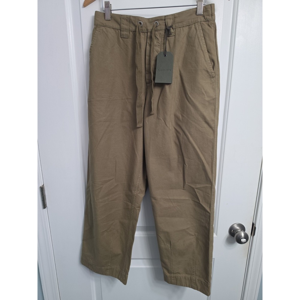 All Saints Khaki Green Womens Viscose Elastic Waist Pants Size 28